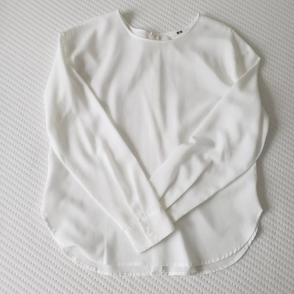 Uniqlo White Rayon Button Blouse XS - Picture 1 of 7
